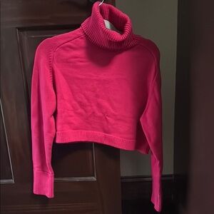 Zara Pink Cropped Turtleneck Sweater